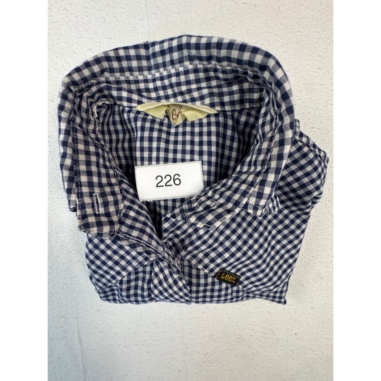Lee Western Shirt Womens 9/10 Blue Gingham Pearl Snap Vintage Lady Lee USA Fair
