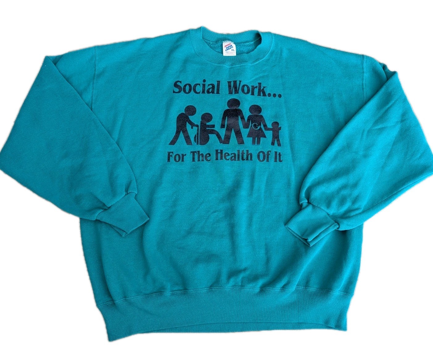 Vtg Jerzees Super Sweats Sweatshirt USA Social Work For The Health Of It XL