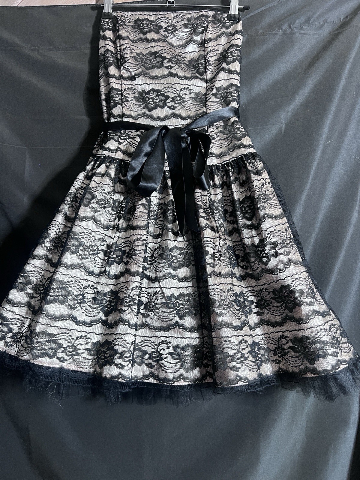 Vtg Jessica McClintock Gunne Sax Mini Dress 5 Lace Tulle Party Whimsygoth Y2K