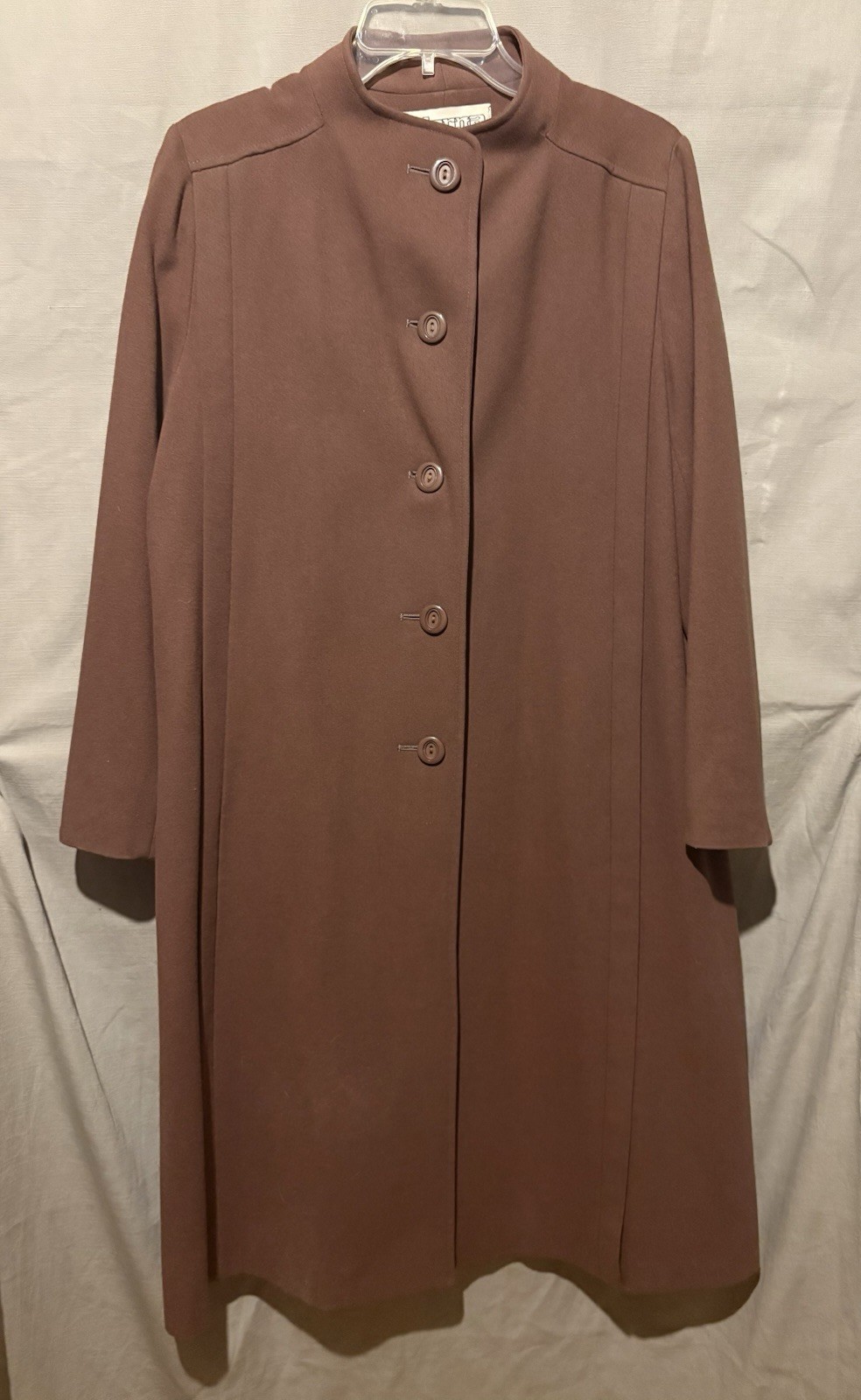 Vintage 100% Merino Wool Alorna Kneelength Trench Coat Brown Size 8 Union Made!
