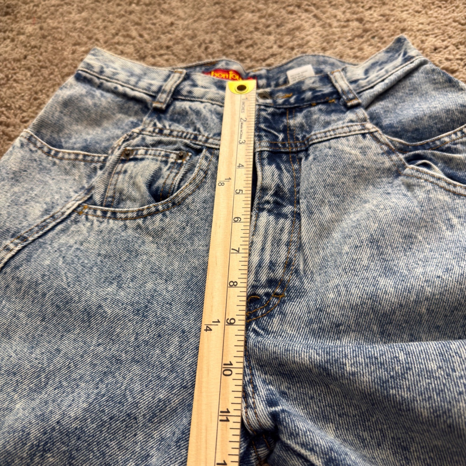 Bonjour Paris Vintage 80s Acid Wash High Waist Tapered 27×30 Made in USA AA02