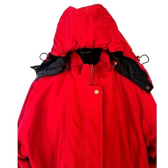 Woolrich Vintage Red Hooded Parka Jacket Women XL Ski Snowboard Cabincore Coat