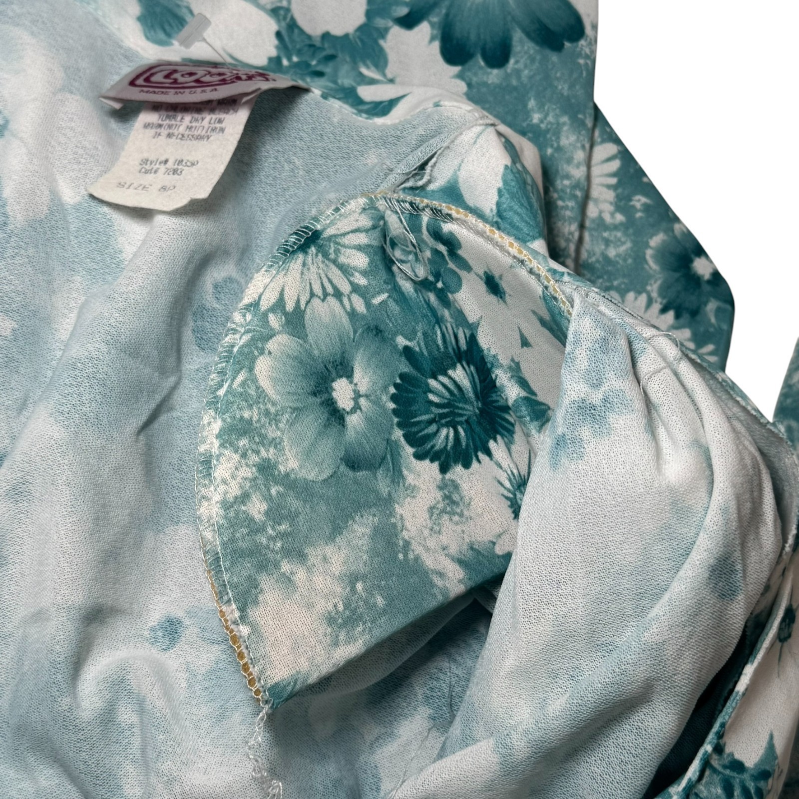 New VTG California Looks Dress Woman SZ 8 Petite Aqua Floral Belted CottageCore