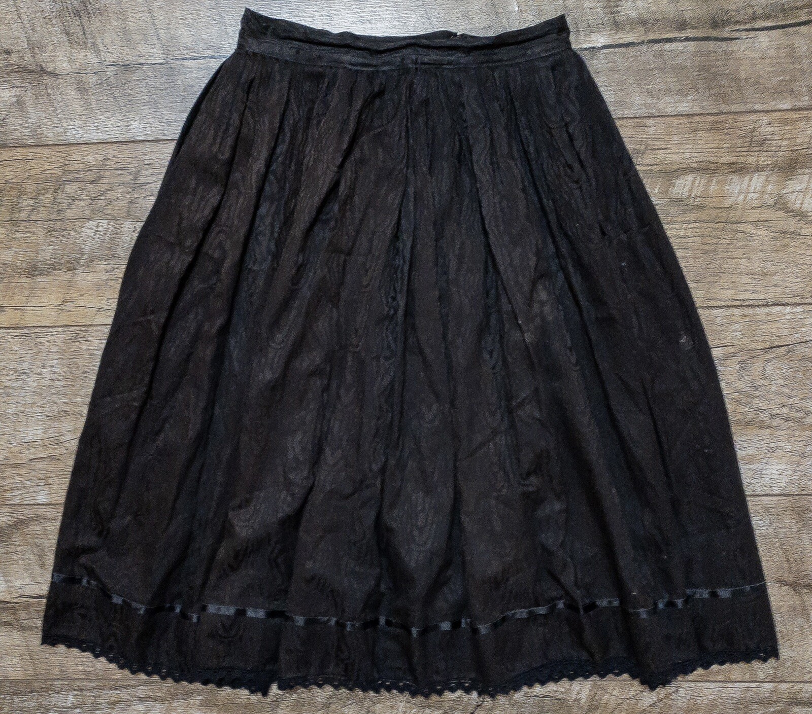 Vintage Pleated Black Skirt Womens 1930s 1940s 1950s Antique Era Zipper Button