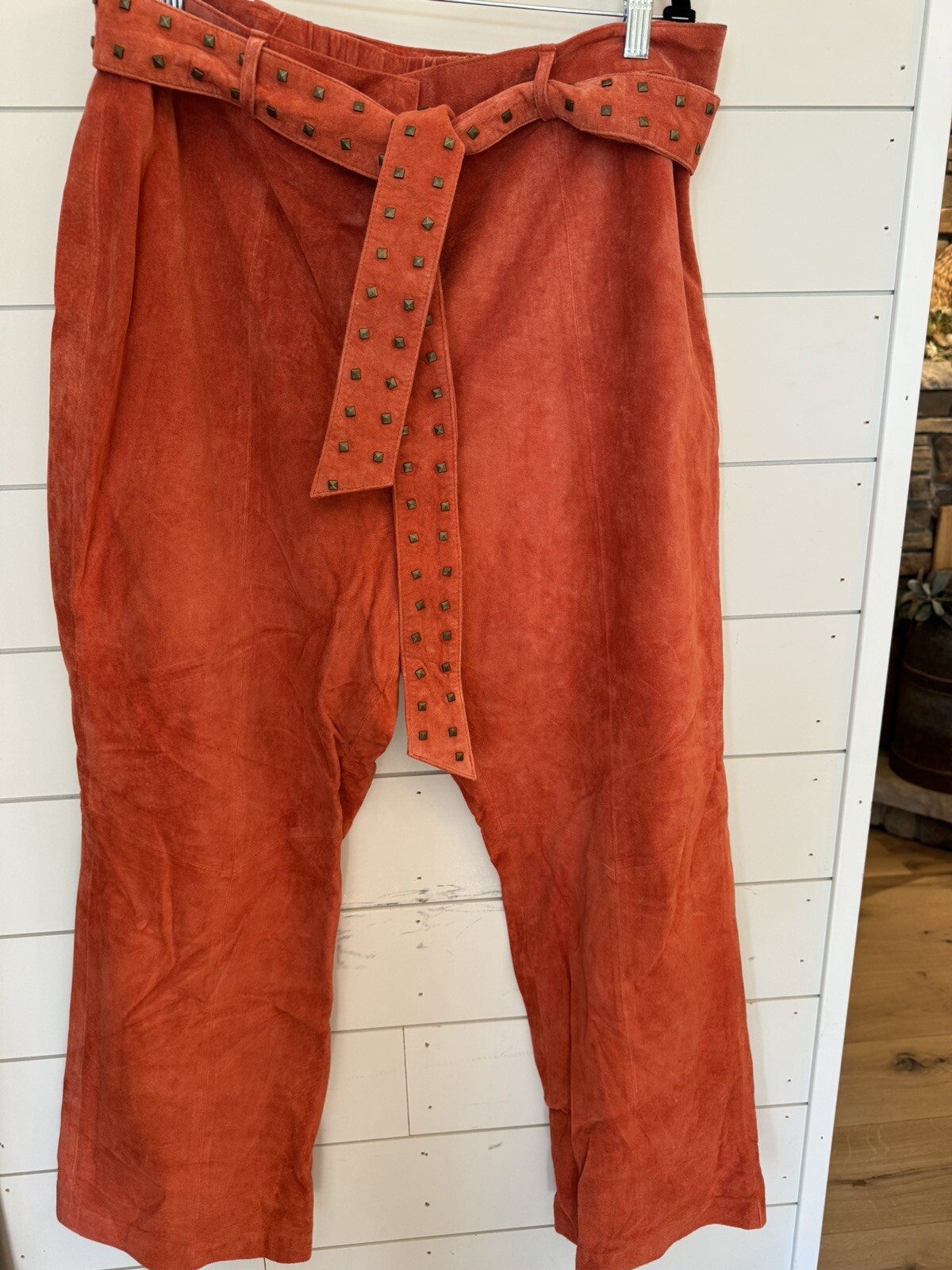 VTG 1990s Terry Lewis 100% Leather Suede Pants Sz. 20p NWT Cooper / Orange NWT !