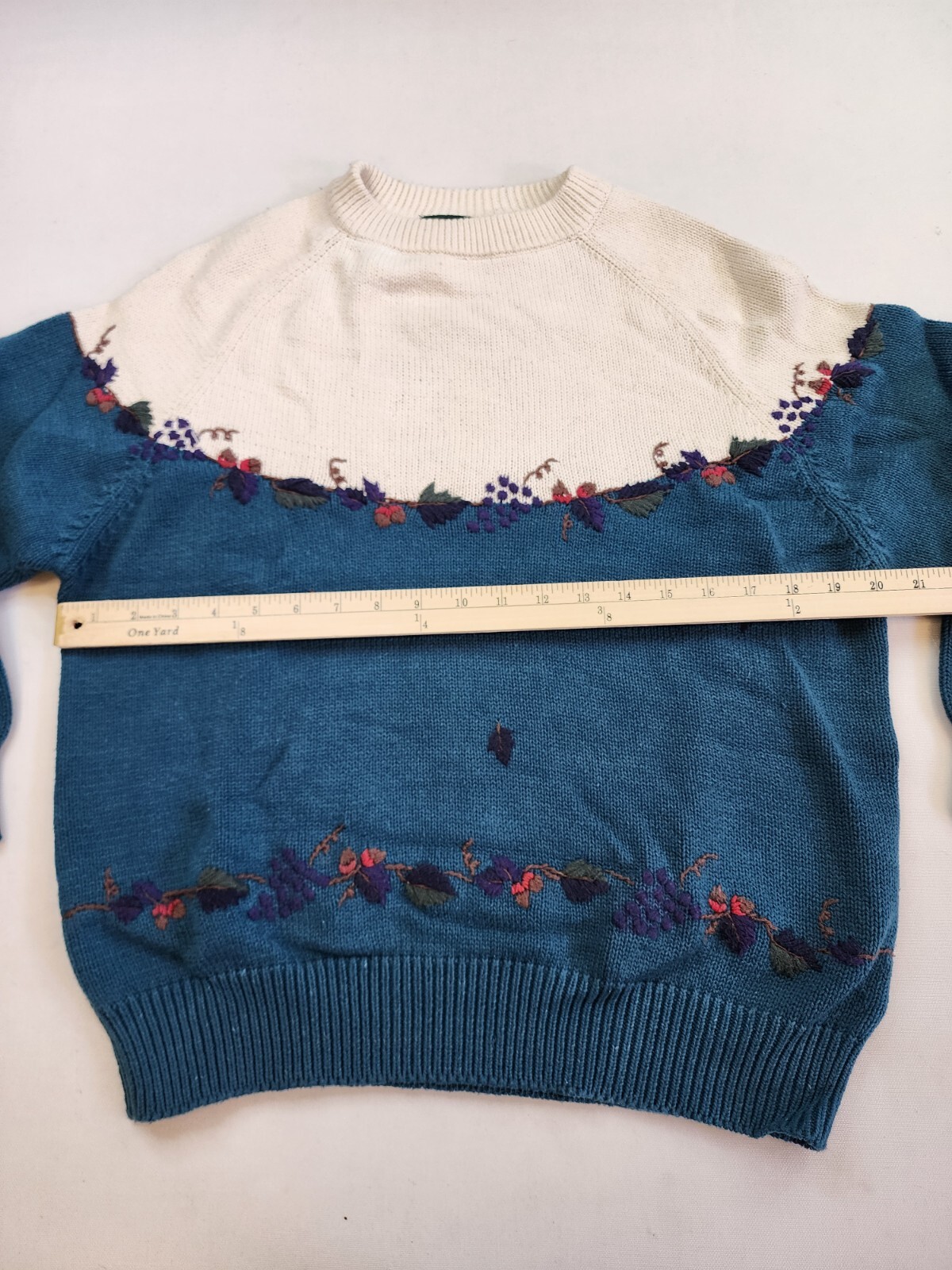 Vintage Northern Reflections S Sweater Fair Isle Embroidered Leaf Granny Jumper