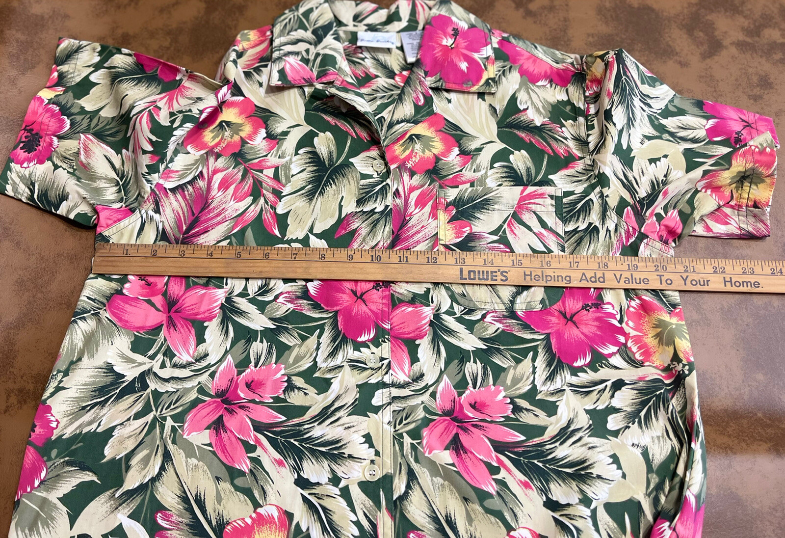 Bobbie Brooks VTG Tropical Flora Classic Hawaiian Style Size S 2055