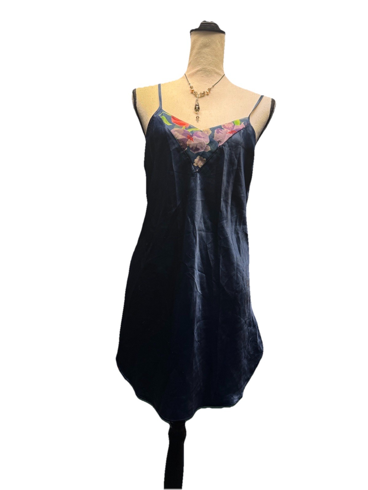 VTG Violets&Roses 90s Satin Nightgown Sheer Robe Set Floral USA Small Slip Dress