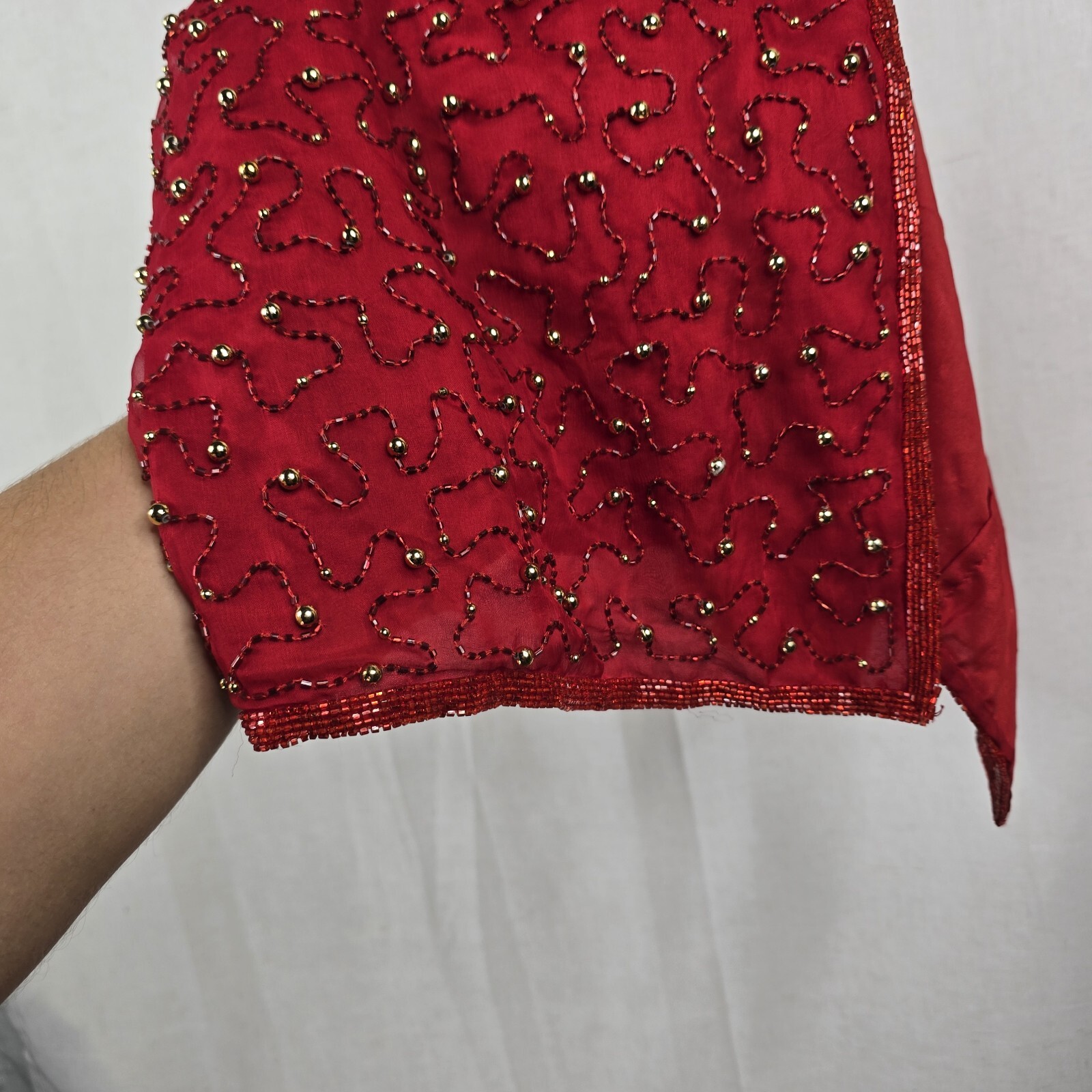 Vintage Scala Y2k Womens Medium 6 Red Beaded Silk Jessica Rabbit Dress