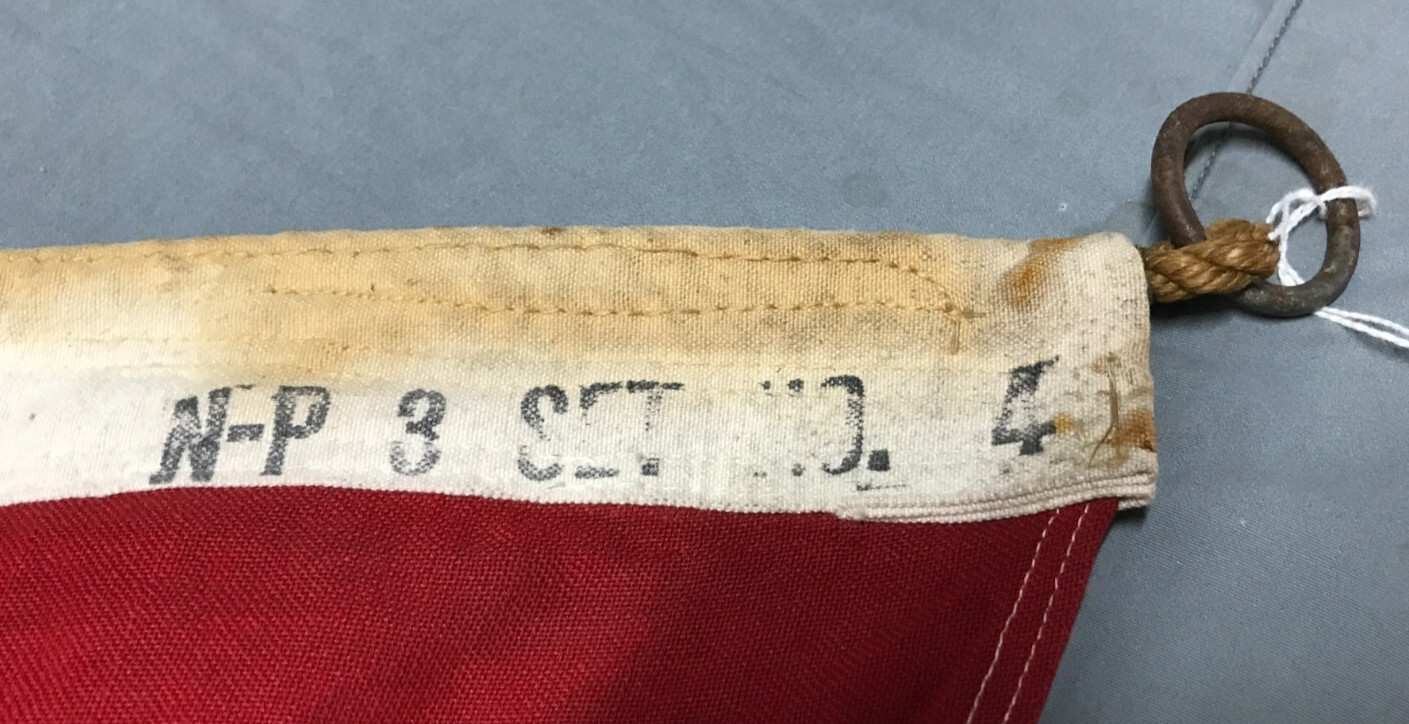 Vintage 90″ 1930s Red White & Blue Nautical Sailboat Old Flag 698-25B