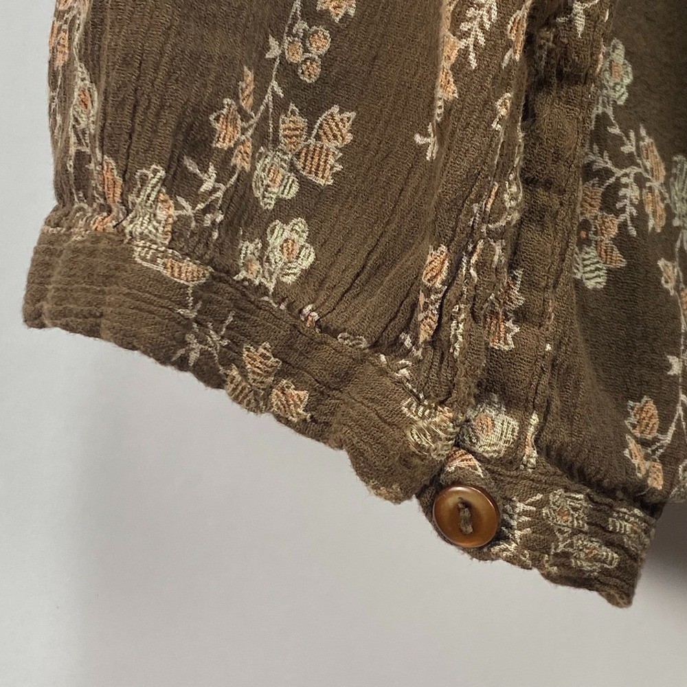 Route 66 Brown Floral Boho Peasant Blouse Women’s 3X/4X VTG Cottagecore Romantic