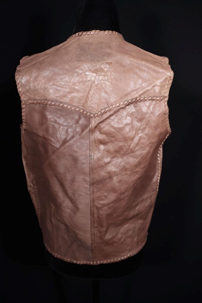 Vintage 1960’s-1970’s Brown Leather Hand Made Vest Size Small Exc Condition