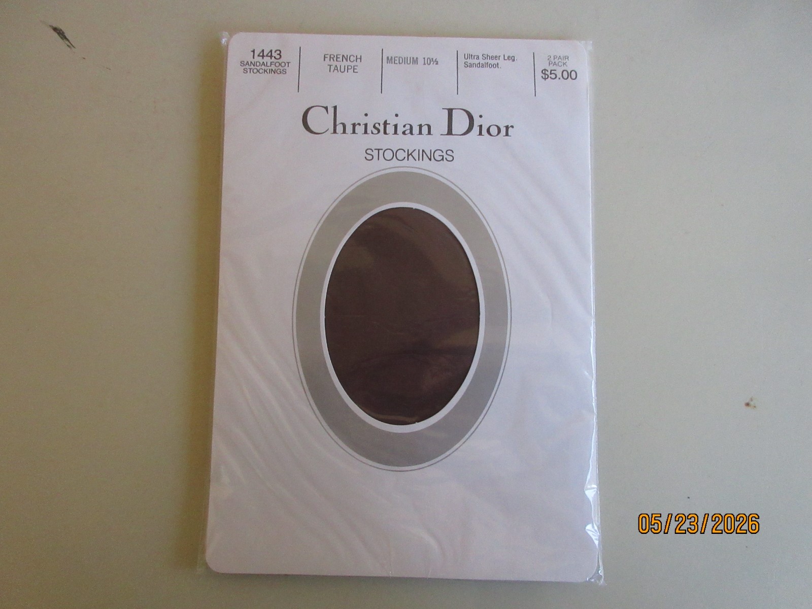 VTG 2 Pack Christian Dior 1443 Sandal Foot Stockings French Taupe Size 10 1/2