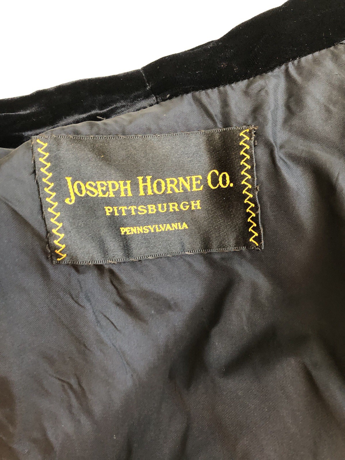 VTG 1940s Black Rayon OR Silk VELVET Evening Clutch Coat, Joseph Horne Co