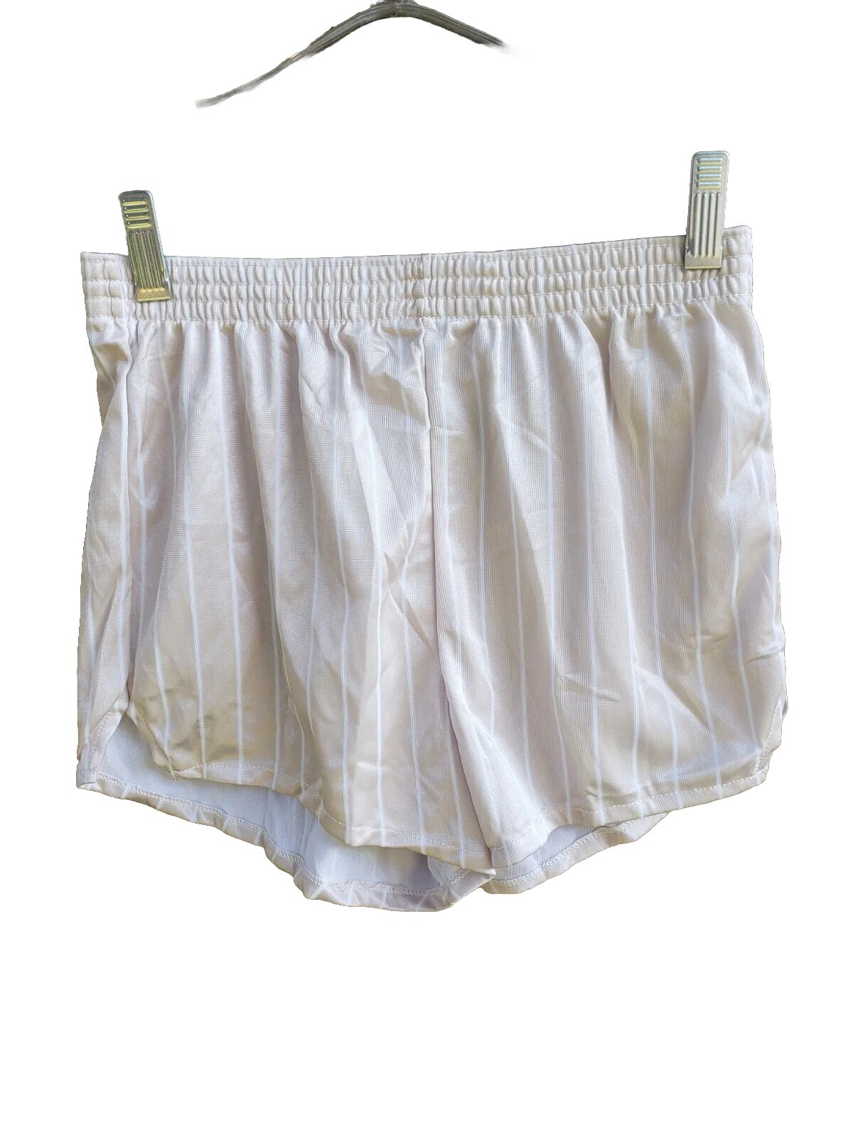 NEW VTG 80s Rags To Riches Sand Stripe Nylon Shorts Sz M Skate Costume FLAWS
