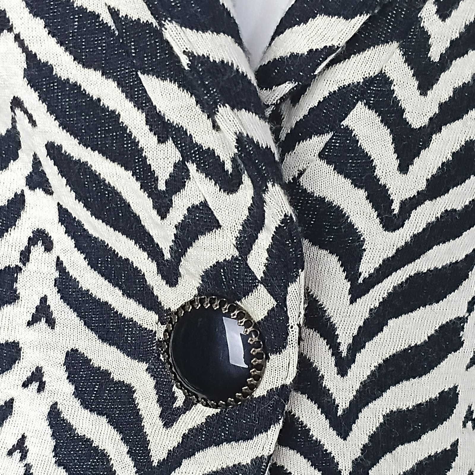 VTG DIANEvonFURSTENBERG ROCKAJILLY Black Brown Cream Zebra/Chevron Blazer W Sz 2