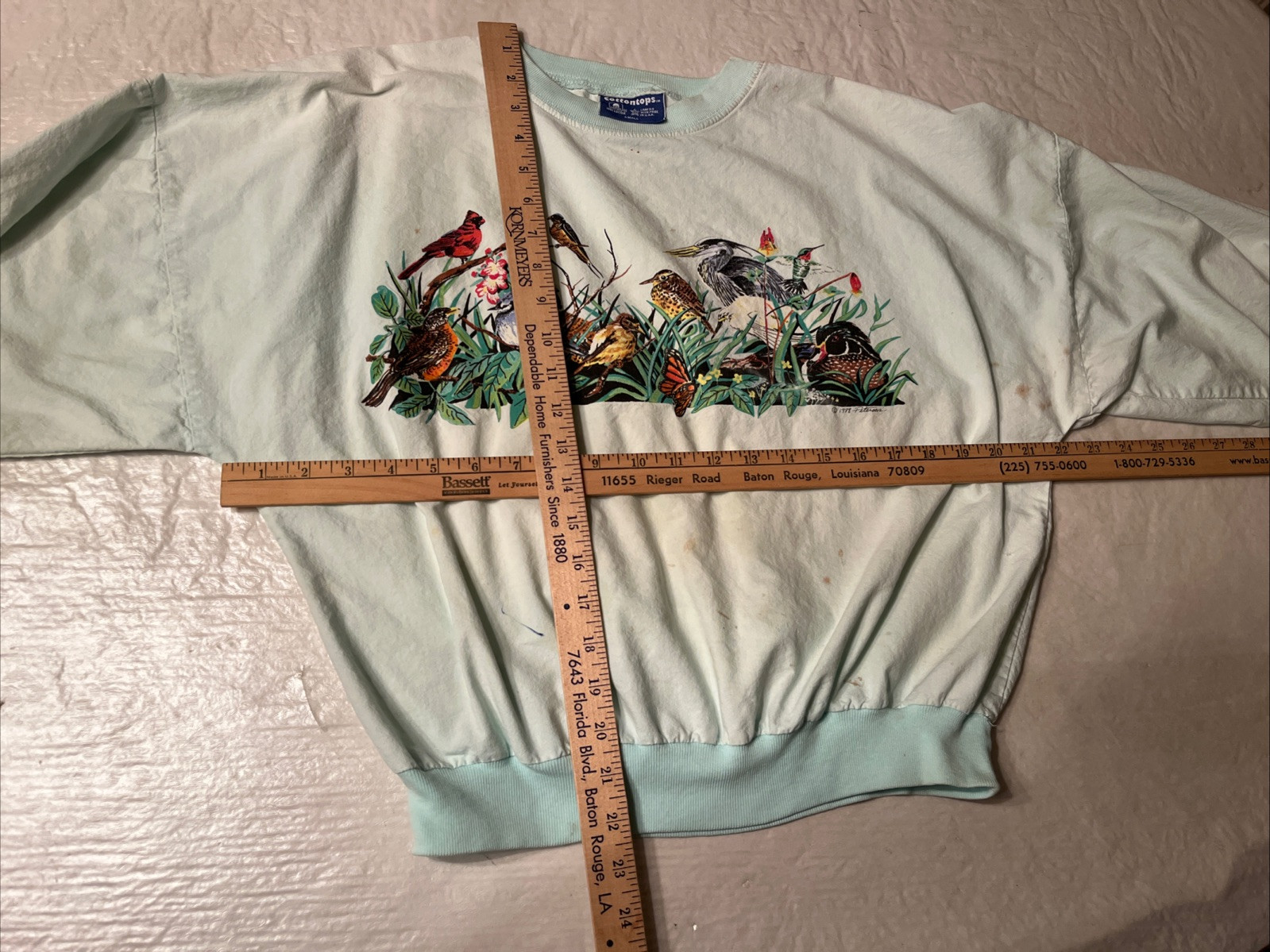 vtg Birds Nature Granny Core sweatshirt sweater crewneck pullover blue womens S