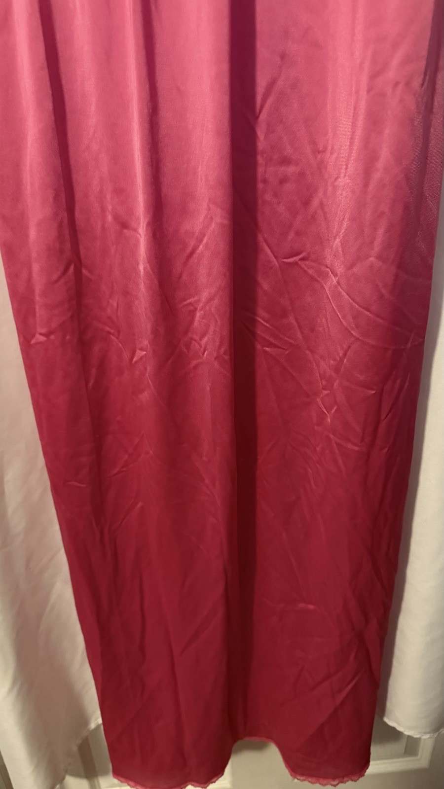 Vintage Shadowline Women’s Long Pink Nylon Nightgown Size S Short Cap Sleeve