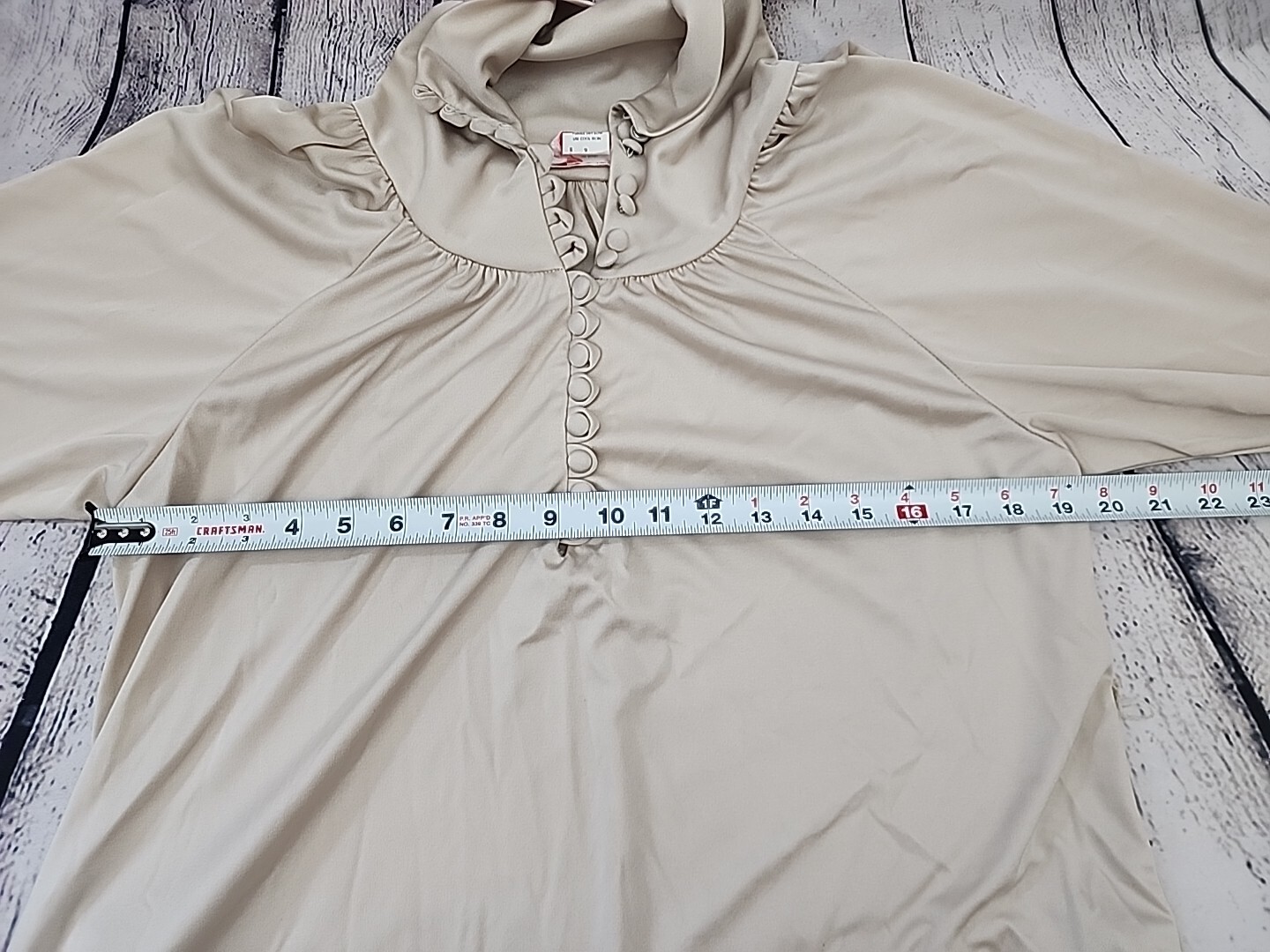 Vintage 70s Jerel of Texas Quiana Nylon Dress Buttoned Collar Belted Pockets Tan