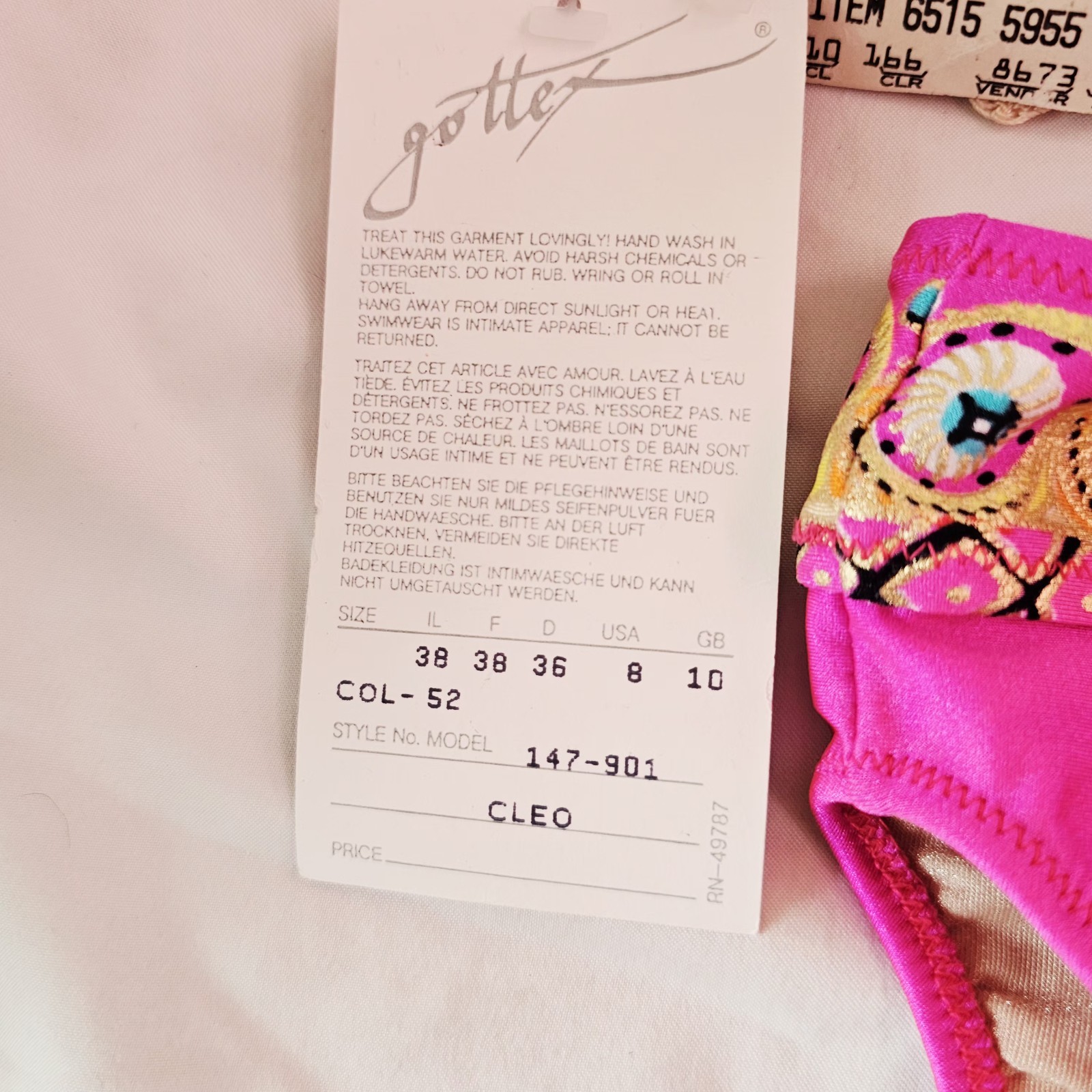 Vintage NWT 90’s Gottex Pink High Cut Bikini Strapless Swimsuit Set Sz 6