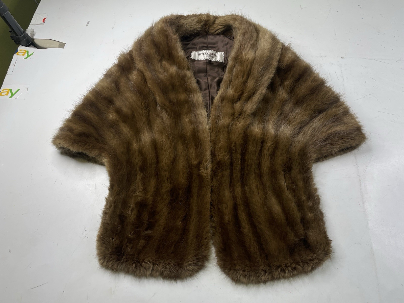 Hutzlers Vintage Brown Mink Fur Stole Wrap Coat Shawl 50s 60s