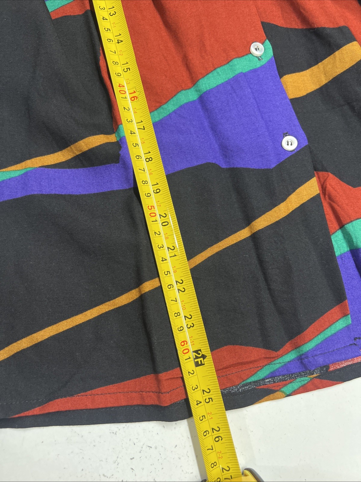 VTG Hunter Sportswear Abstract Geometric Color Block Long Sleeve Shirt Skirt