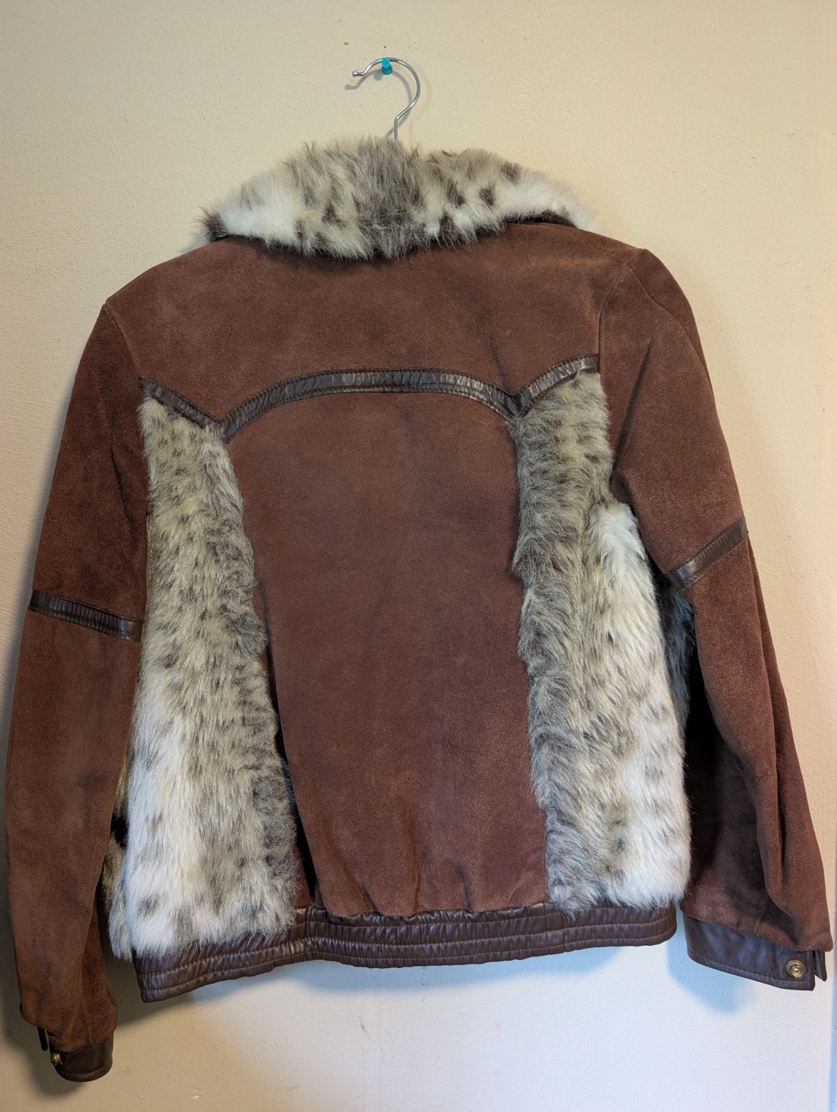 Vintage Ms. Pioneer Women’s 10 Genuine Leather Suede & Faux Fur Button Up Jacket