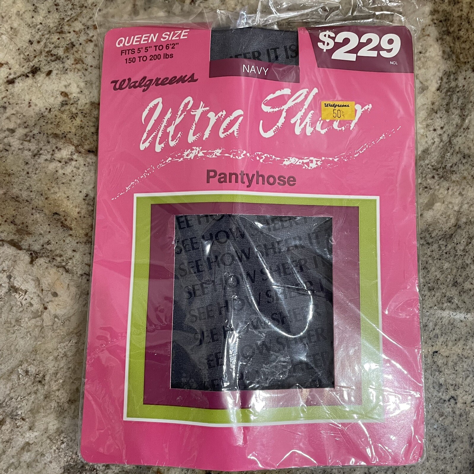 Walgreens Pantyhose Queen Size Navy Regular Sheer Vintage