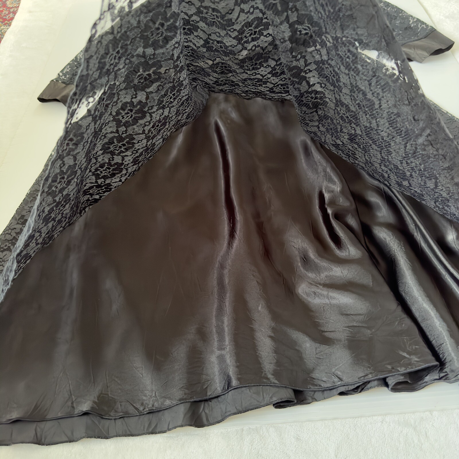 Purple Patch Women Dress Size 14 Bust 90cm Black Lace Long Sleeve Midi