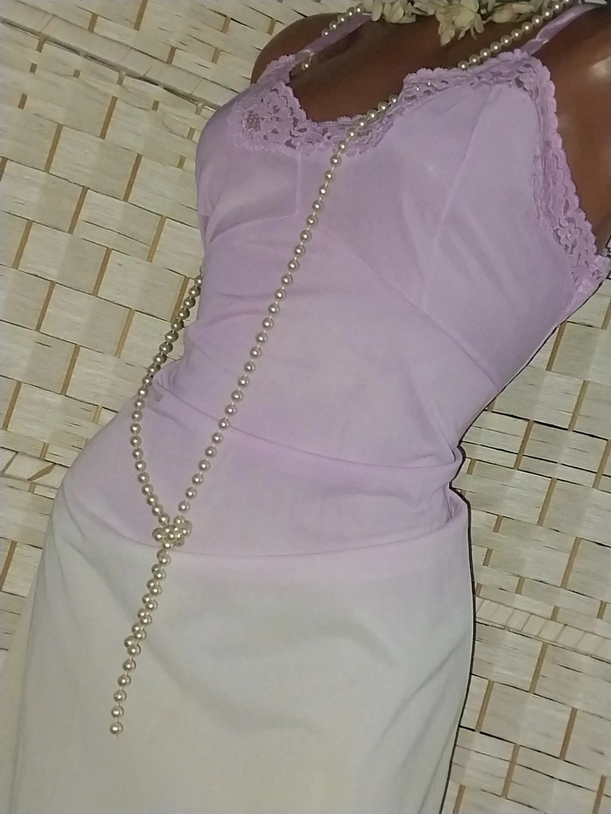 VTG Silky DRESS SLIP Ombre Arianna PURPLE Pin Up Nightgown Hippy Dress 38