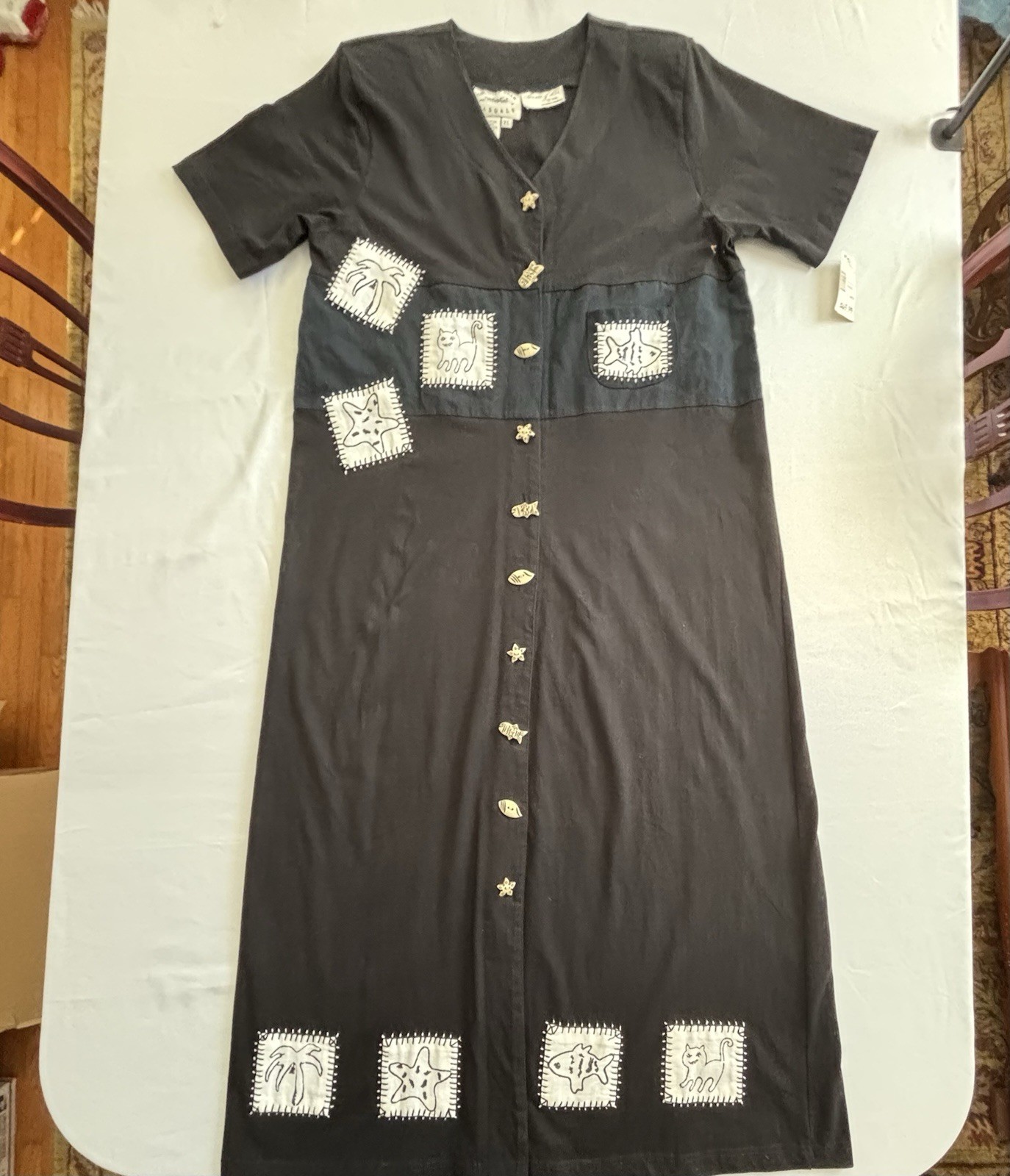 Vintage 90s Country Wear Casuals Lorree G. Star Cotton Linen Blend Dress Size XL
