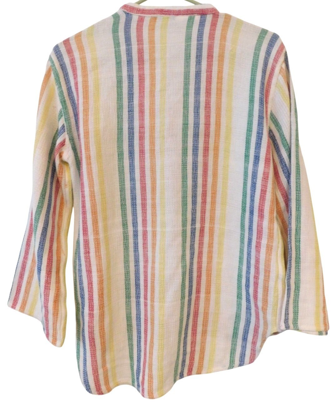 Vintage 70s Hudson’s For A Nice Girl Like You Rainbow Stripe Boho Shirt Womens L