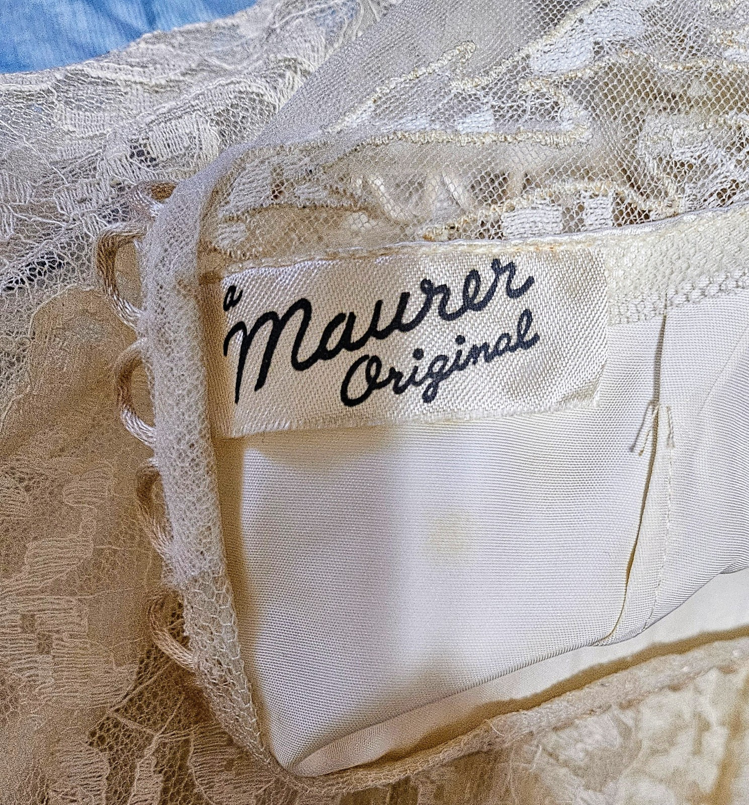 Vintage 50s Maurer Wedding Dress Tulle Lace Button Up Cottage Core