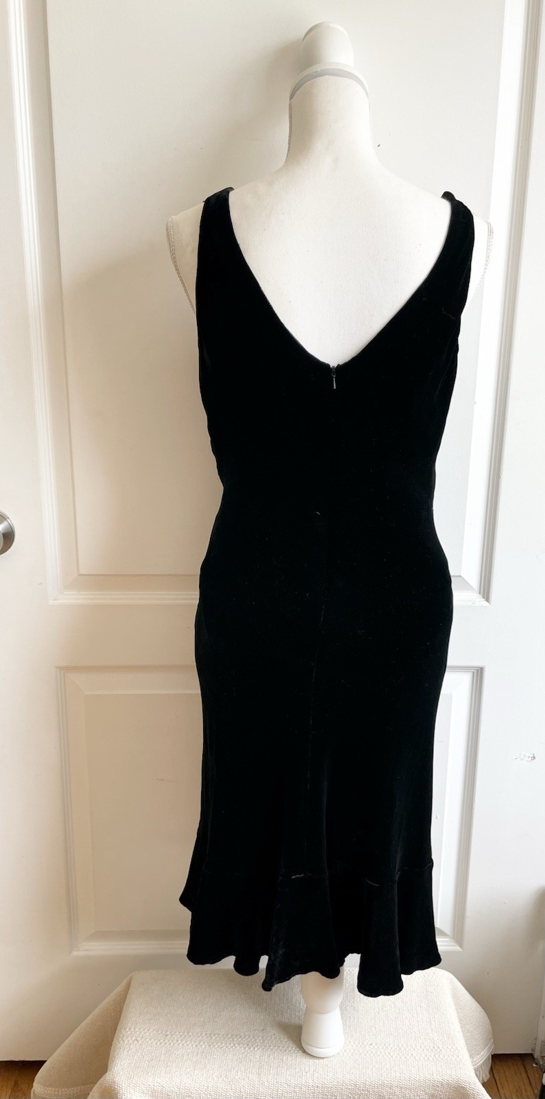 Vtg Jones New York 1940s Style Velvet Silk Blend Dress Size 10 Beaded Sequin
