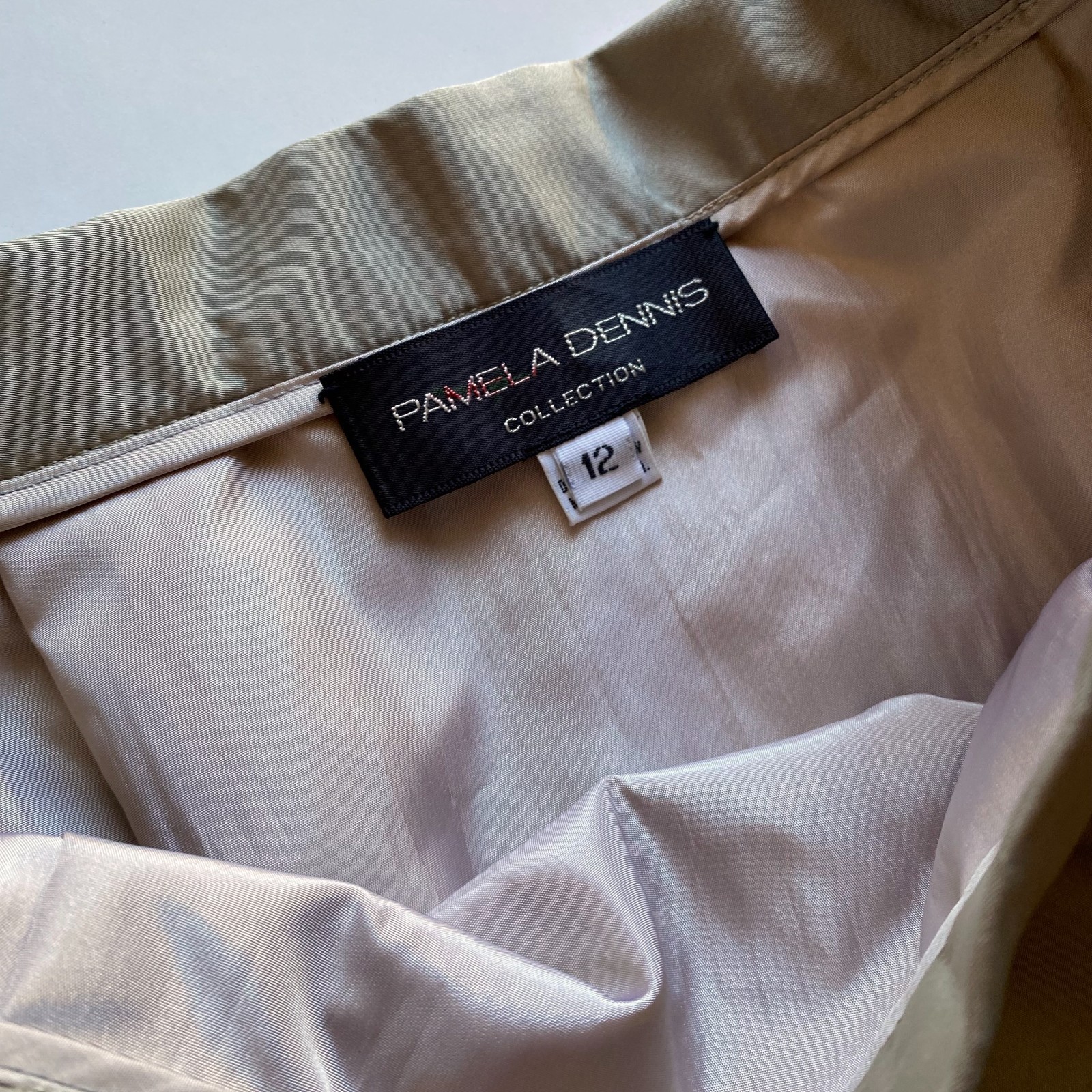 Vtg 80s Pamela Dennis Collection $990 Champagne Silk Maxi Skirt Pleated Sz 12