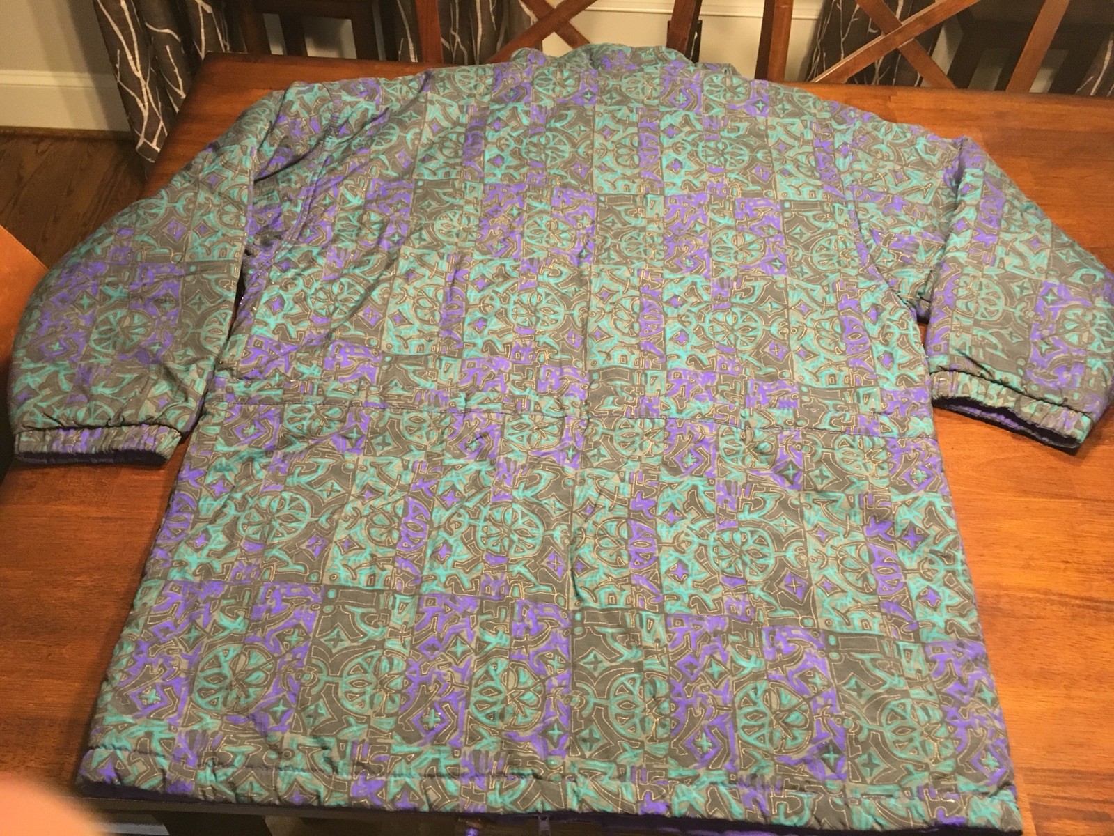 Vtg Womens Large REVERSIBLE 80’s TYROLIA Ski Jacket Purple And Graffiti Style