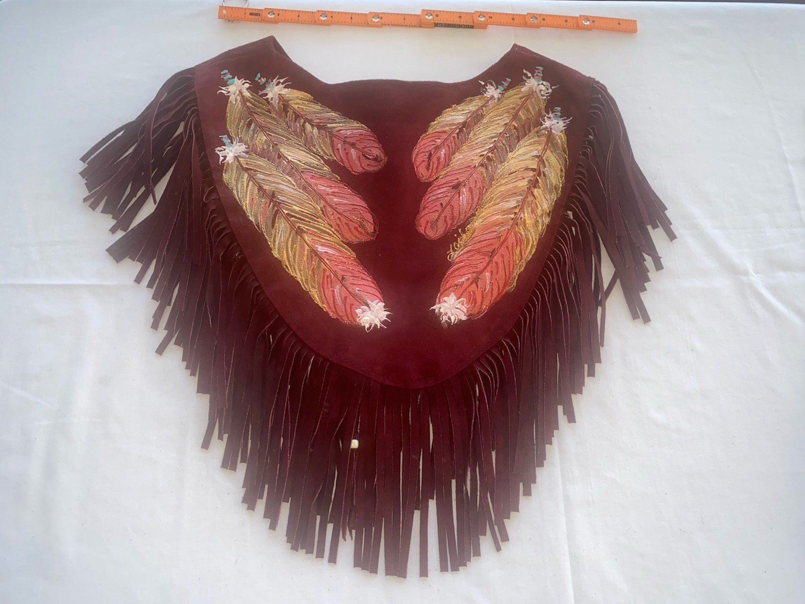 Native American Suede Leather Halter Crop Top Fringe Coachella – Vintage
