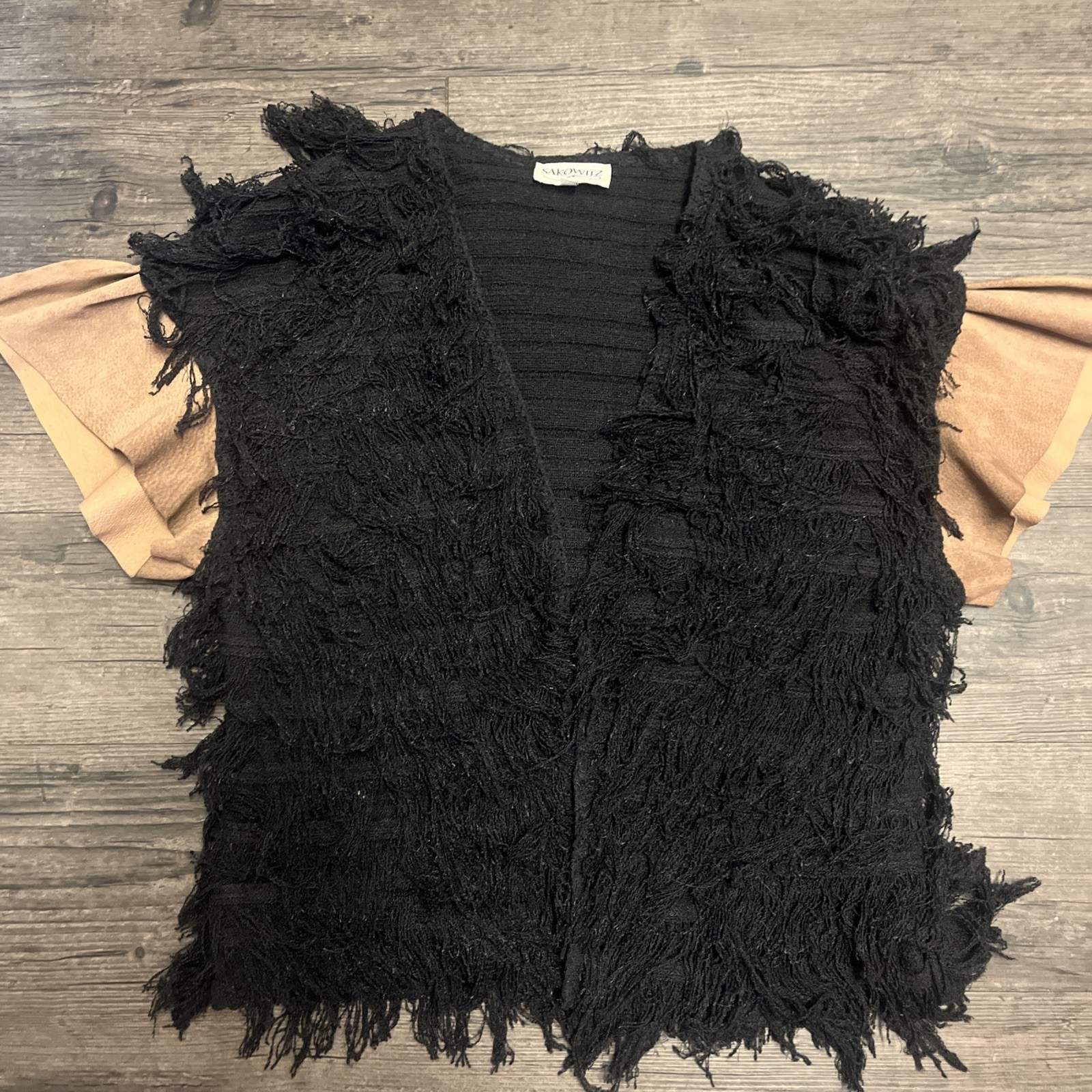VINTAGE ~1990s SAKOWITZ Acrylic/Silk/Wool/Nylon Cardigan. Worn.