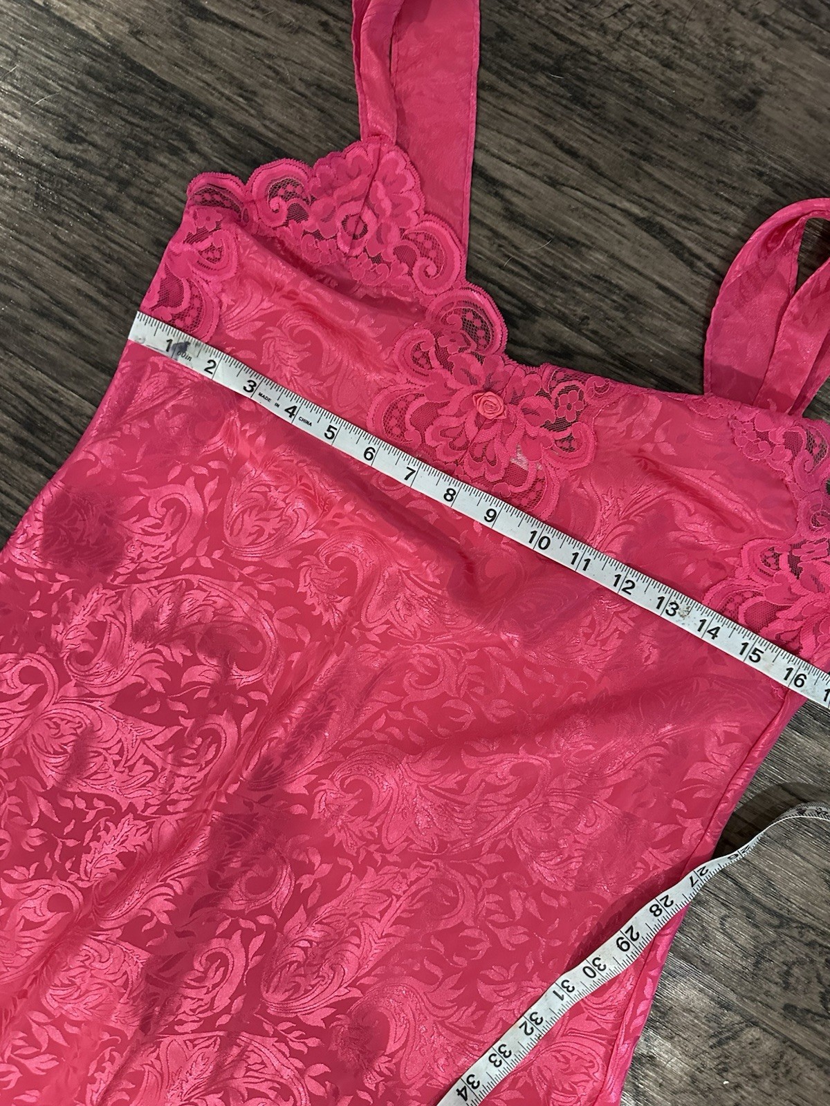 Vintage Lucie Ann II Hot Pink Nightgown Sleep Dress Lace Medium
