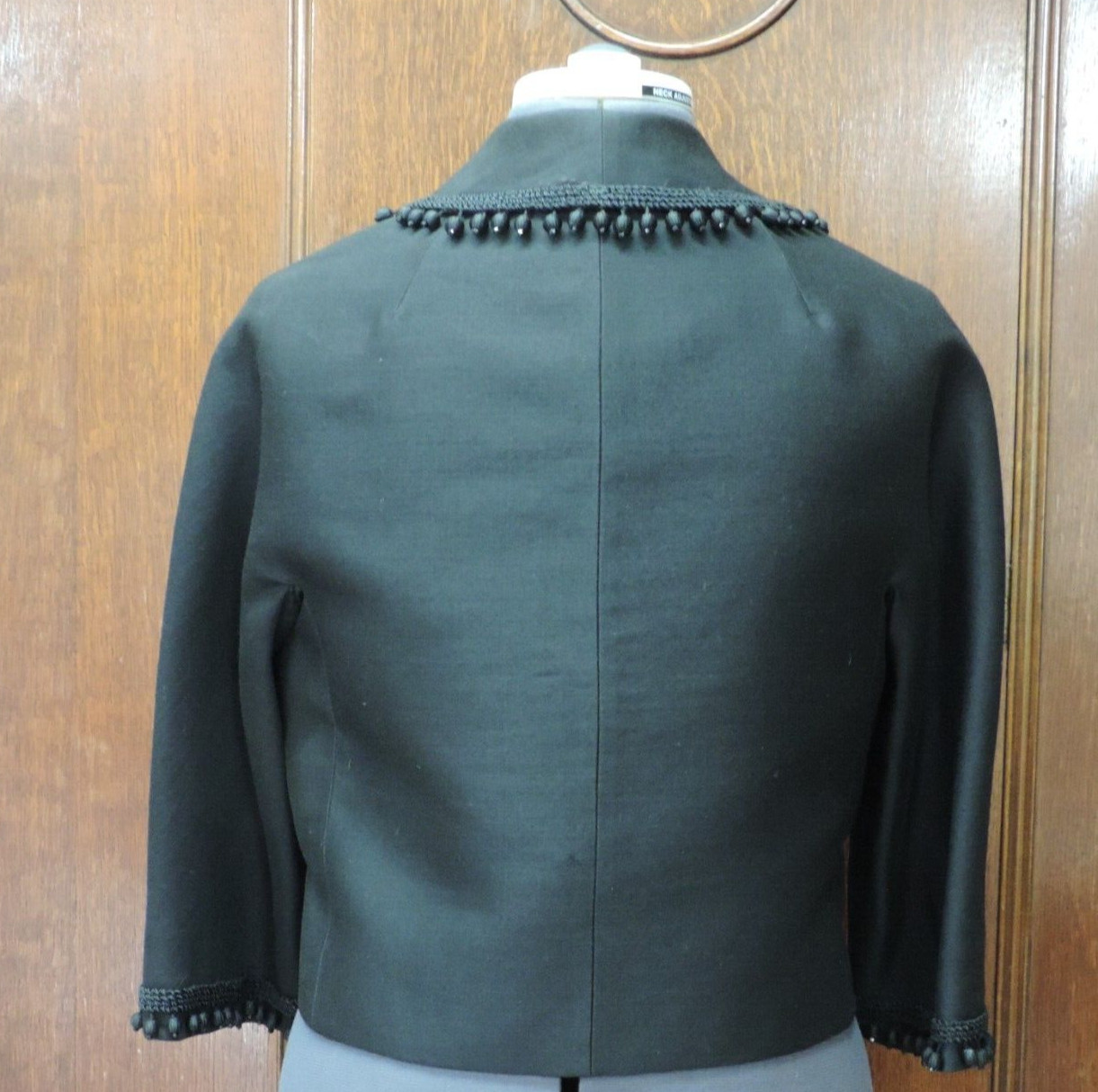 1960’s Bartelstein’s Black Wool w/Braided/Beaded Trim Short Jacket B39
