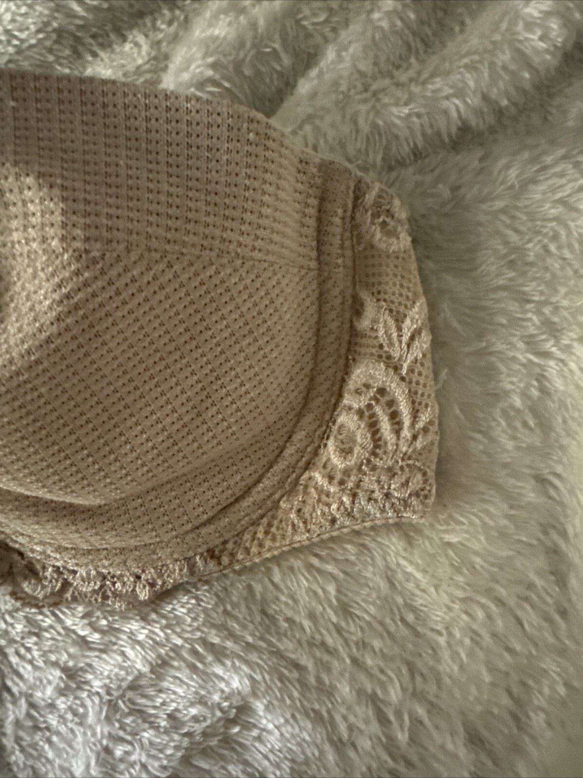 Vintage Warners Strapless Underwire Beige lace Sides Bra 30B
