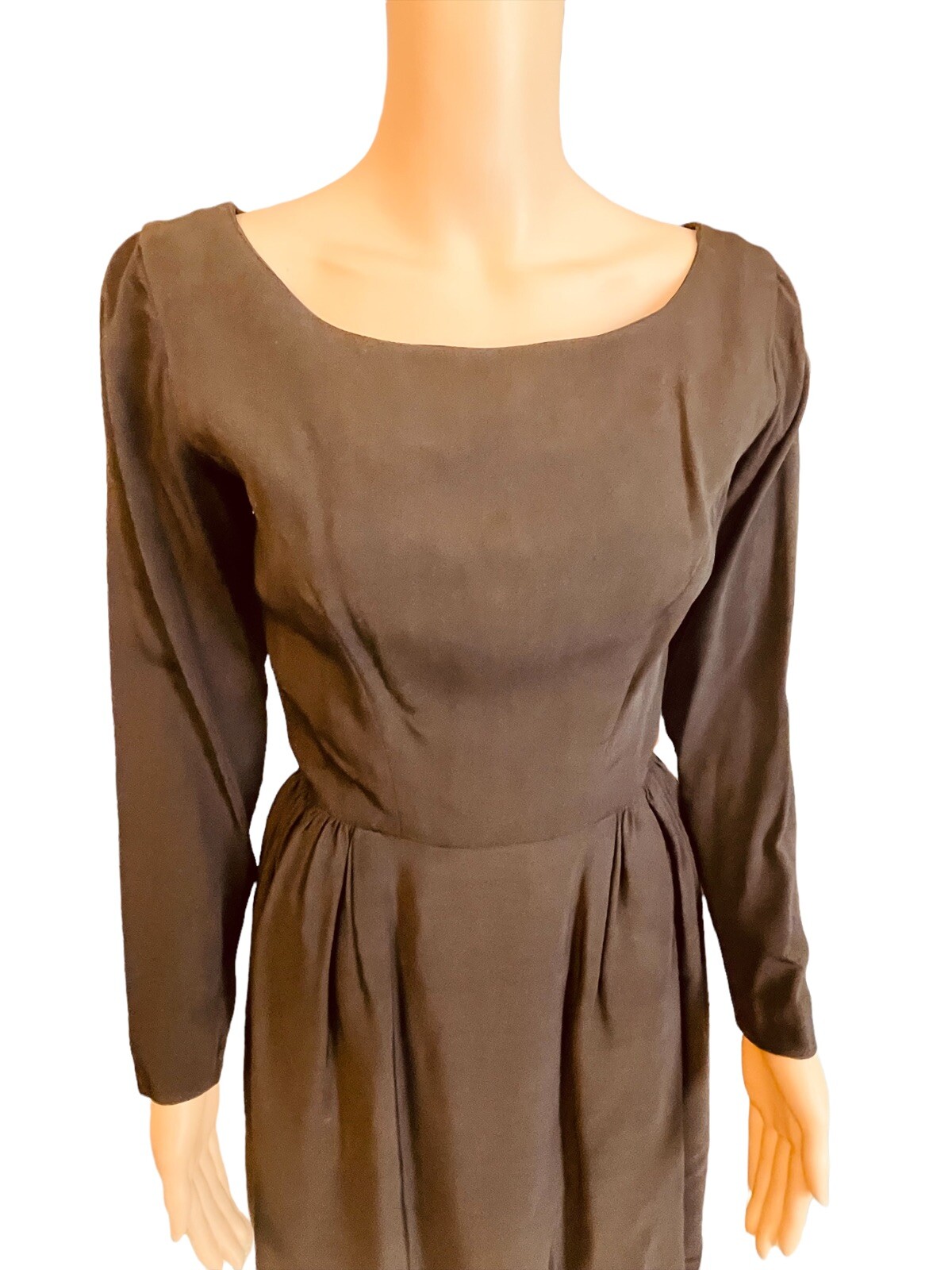 Suzy Perette Vintage 50s Black Rayon Fit Flare Evening Cocktail Dress XS/S