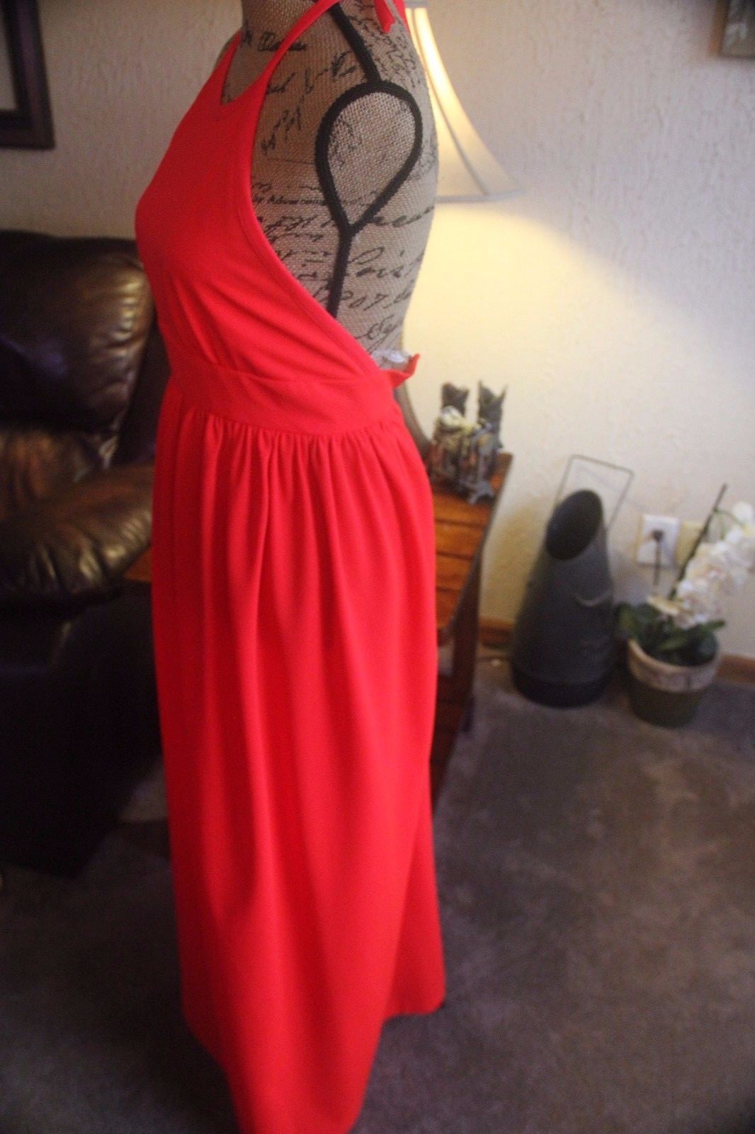ACT 1 VINTAGE RED COCKTAIL EVENING WOMEN DRESS LONG SZ 3 SMALL HALTER NEW YORK