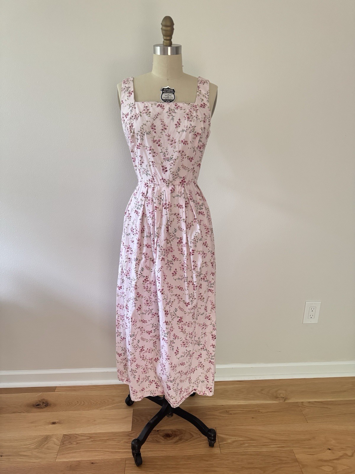 Vtg Floral Rose Cotton Sundress Prairie Dress Cottagecore Boho Small