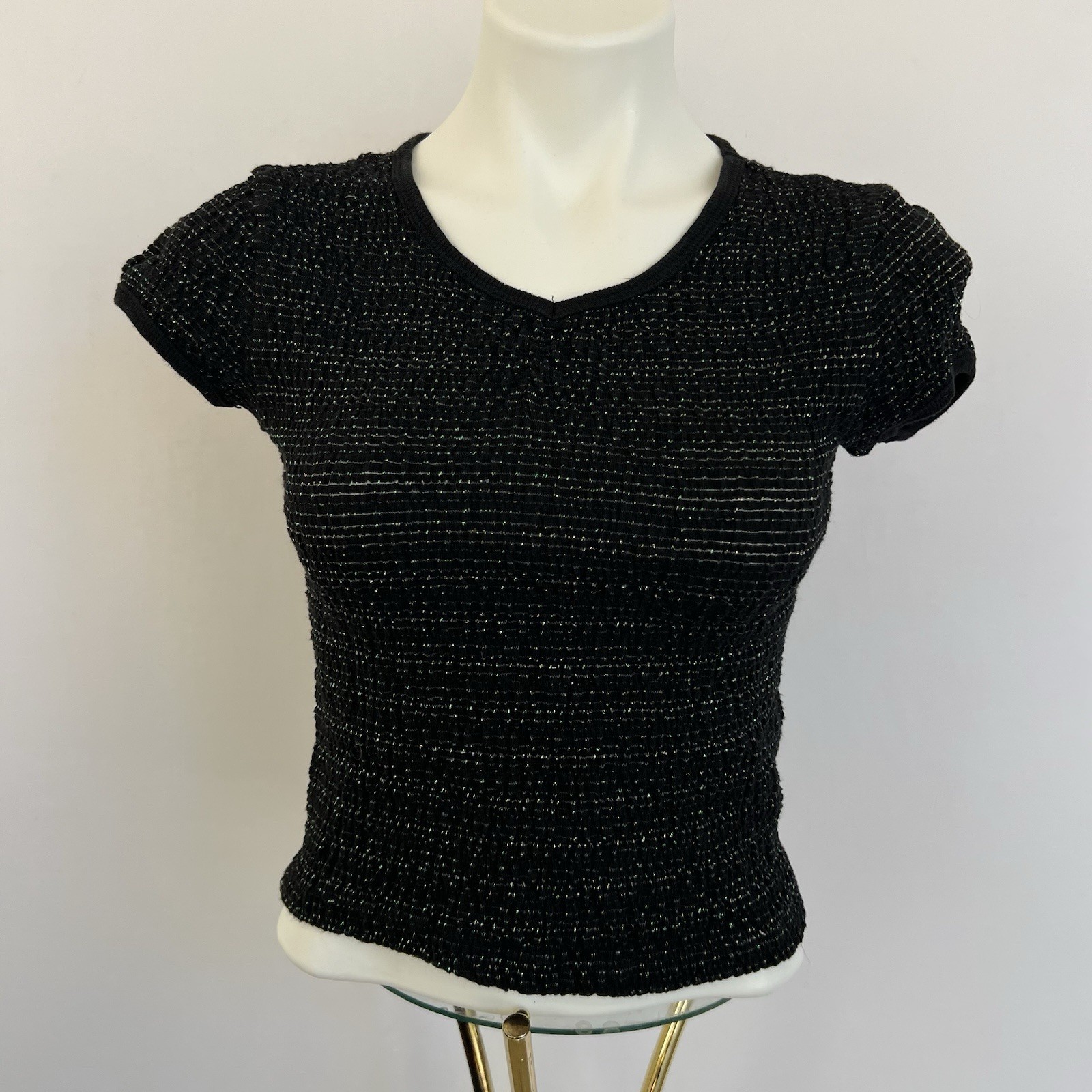 Vintage Y2K FANG Black Shimmer Baby Tee Sz Med Fairy Whimsy Goth Grunge Party