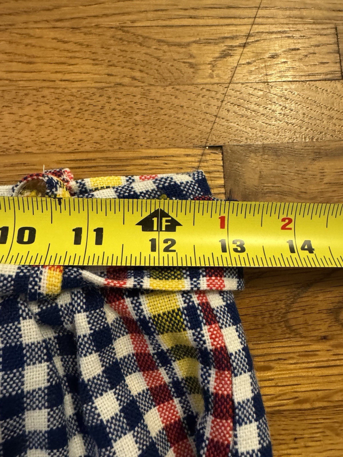 Cos Cob 70s Womens Small Blue Diagonal Plaid Skirt A Line Tie Waist Vintage