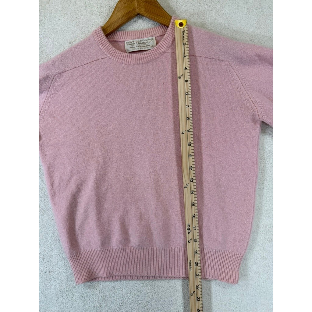Vintage Norm Thompson Pink 100% Cashmere Crewneck Sweater Made in Scotland 38