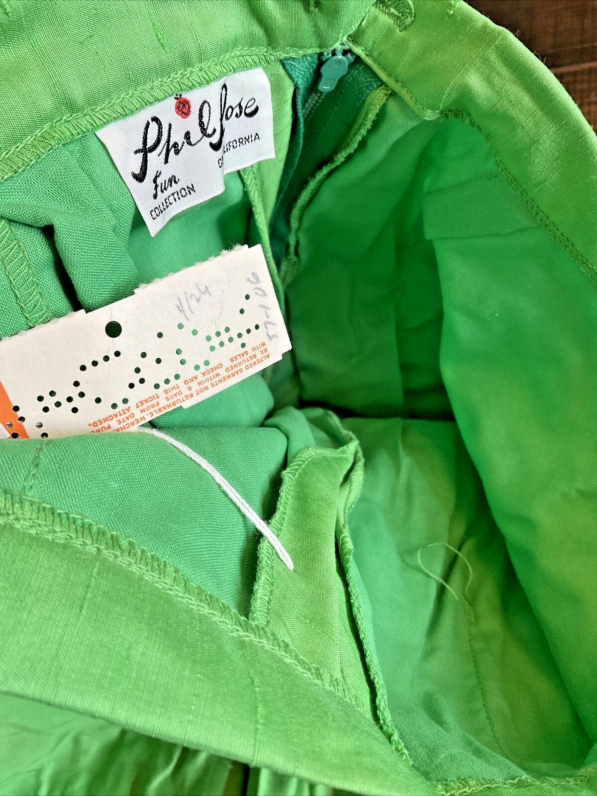Vintage 1960’s?  Phil Rose of California Bright Green Sleeveless Top And Skirt