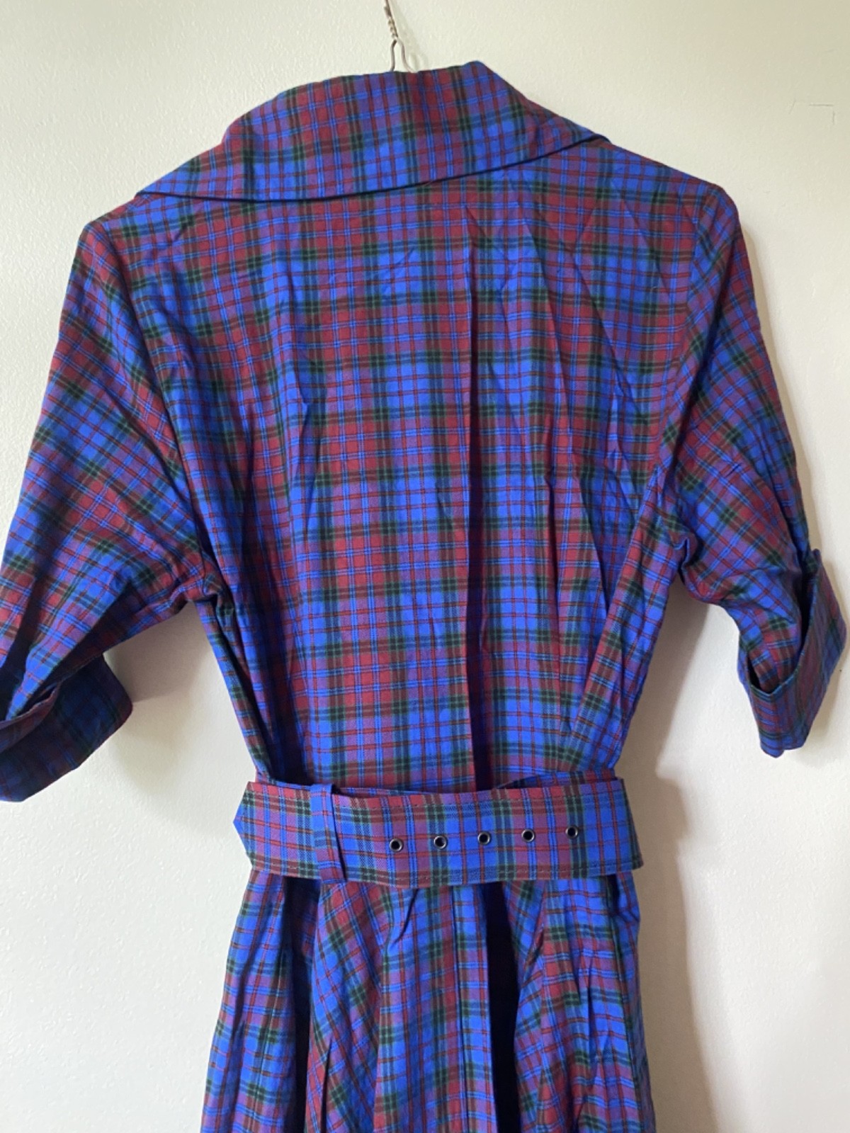 VINTAGE 1950s Rockabilly Gingham Plaid Women Shirtwaist Dress, Size Small