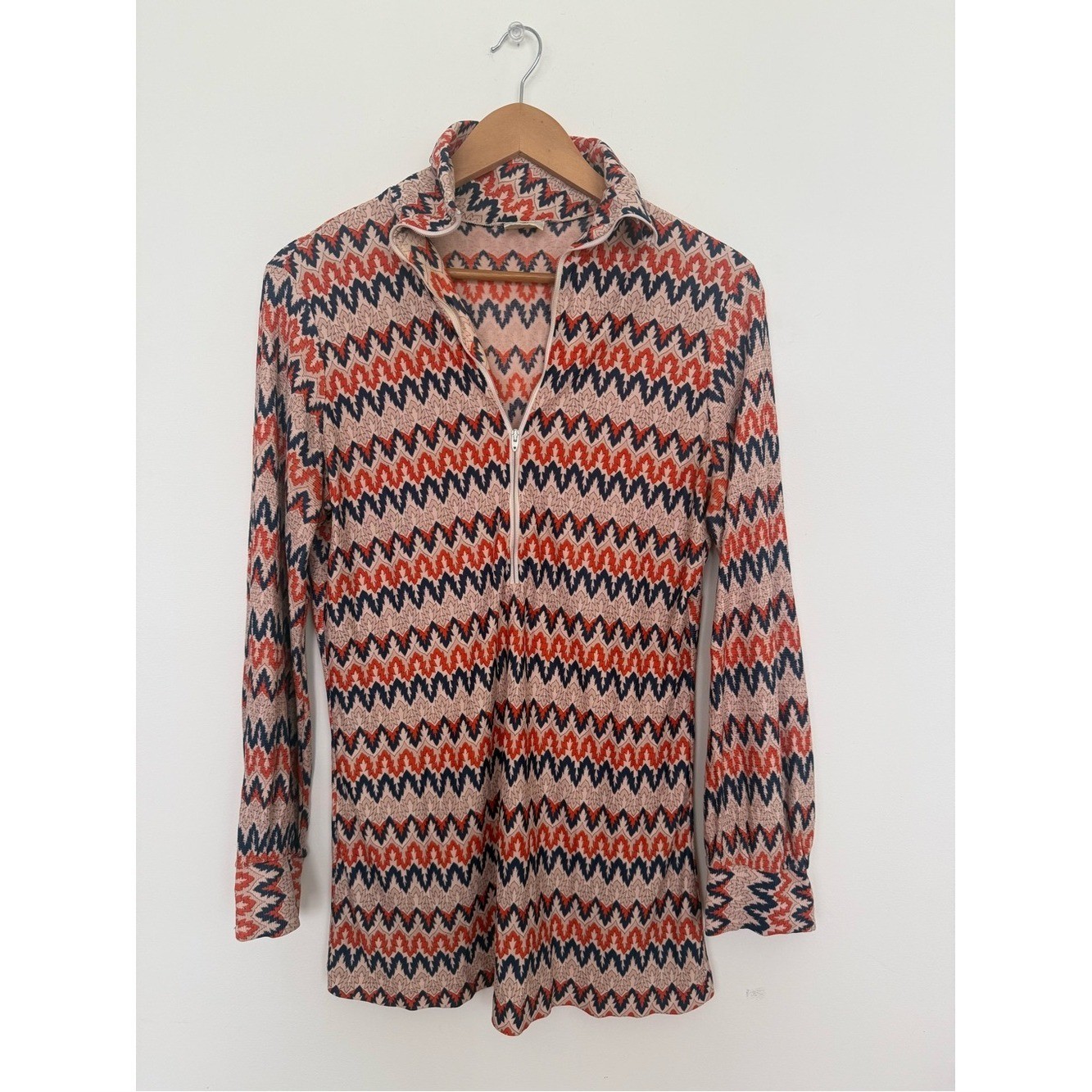 Vintage Quarter Zip Mock Neck Top Cover Up Tunic Size 18 (M) Coastal Grandmother